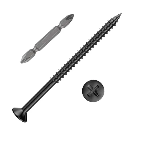 Miniatura 24 de Wensilon (385 piezas) Tornillos de cabeza plana negros para madera, tornillos autorroscantes de cabeza plana para metal rápido, equipados con kit