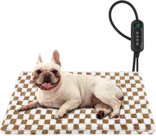 Miniatura 9 de MIXJOY Cama térmica para perro, 11 almohadillas térmicas de temperatura ajustable para perros con temporizador, alfombrilla térmica para mascotas