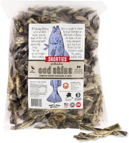Miniatura 10 de Polkadog Pieles de bacalao para perros (4.7 onzas regulares) – Un solo ingrediente, piel de pescado capturada en la naturaleza, golosinas