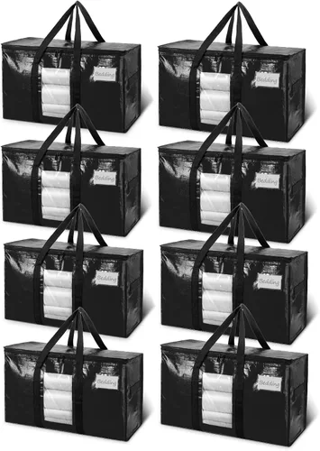 Miniatura 54 de TAILI - Bolsas de mudanza extra grandes, paquete de 10 bolsas negras resistentes para almacenamiento con ventana visible, asas envolventes