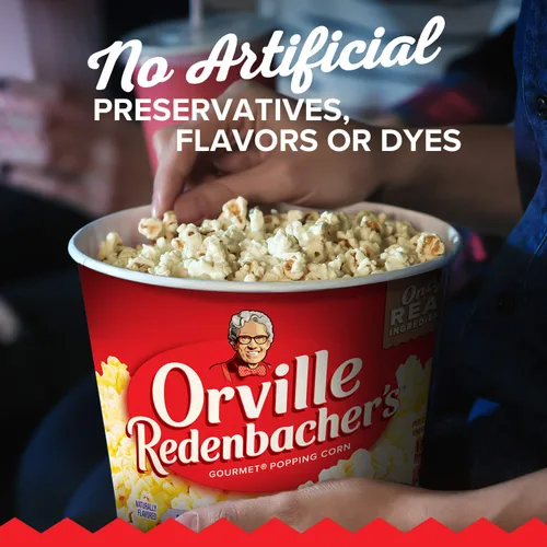 Miniatura 4 de Orville Redenbacher's Palomitas de maíz para microondas + tina, sabor a mantequilla de cine, 0.07 oz de fibra por porción, 3.9 oz.