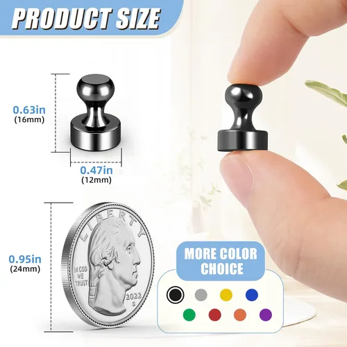 Miniatura 2 de FINDMAG Paquete de 16 pines magnéticos, imanes fuertes para nevera, imanes de borrado en seco para pizarra blanca, oficina, accesorios de casillero