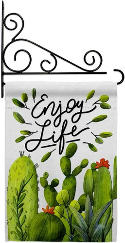 Breeze Decor Cactus Life - Juego de bandera de jardín, soporte de pared regional del suroeste del desierto, suculentas, área particular, decoración