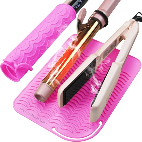 Miniatura 12 de Heysam Alfombrilla térmica profesional para herramientas para el cabello, plancha plana y rizadora, bolsa de almacenamiento de viaje para encimera