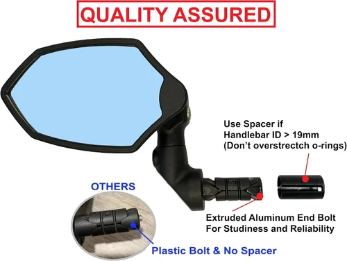 Miniatura 3 de Hafny Nuevo espejo retrovisor de barra de bicicleta, lente de vidrio HD, espejo de bicicleta ajustable y giratorio seguro, resistente a explosiones