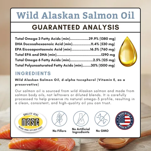 Miniatura 6 de Wholistic Pet Organics Aceite de salmón salvaje de Alaska para perros y gatos, aceite de pescado Omega 3 para perros y gatos, suplemento para piel