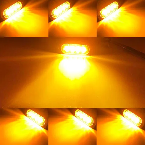 Miniatura 8 de Barra de luz estroboscópica de 4 piezas, 4 LED, ámbar, ultra delgada, con función de sincronización, para coche o camión, luz de emergencia