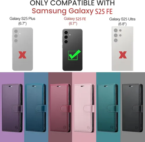 Miniatura 2 de FLIPALM Funda con cartera para Samsung Galaxy S25 FE, soporte para tarjeta de crédito con bloqueo RFID, cubierta protectora a prueba de golpes