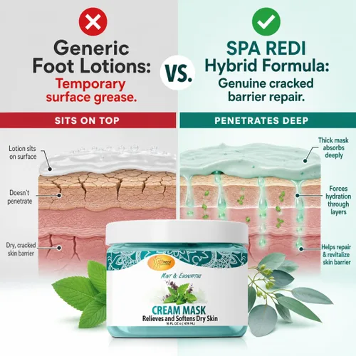 Miniatura 5 de SPA REDI - Mascarilla de crema corporal y pies, menta y eucalipto, 16 onzas - Masaje de pedicura para pies y cuerpo cansados, hidratante, piel fresca
