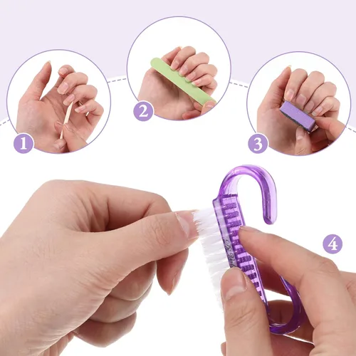 Miniatura 3 de Juego de 100 juegos de manicura profesional desechables, kit básico de 4 piezas, lima de uñas de madera, grano 100/180, mini amortiguador de grano