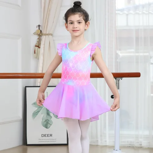 Miniatura 37 de LUOUSE Elegante leotardo de ballet para niñas con falda, mangas con volantes y volantes, perfecto para baile y gimnasia