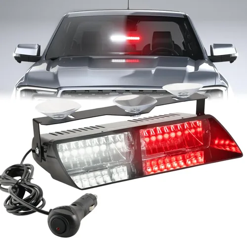 Miniatura 9 de Luz estroboscópica de emergencia LED ámbar/blanca para camiones y vehículos, 16 LEDs 12V, barra de luces de advertencia de seguridad intermitentes
