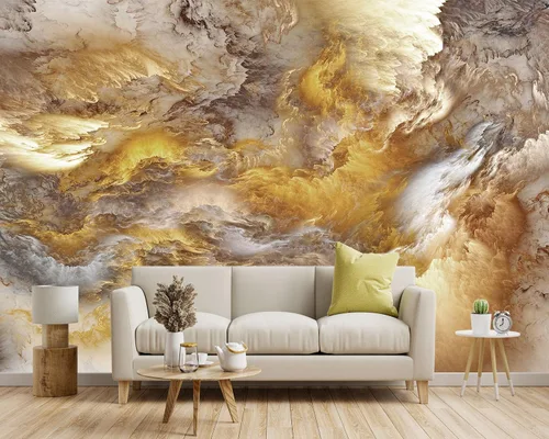 Miniatura 2 de Papel tapiz de tela de techo con nubes doradas, para sala de estar, dormitorio, baño, moderno, para niños y niñas, habitación de niños, mural grande