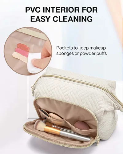 Miniatura 3 de BAGSMART Bolsa de maquillaje de viaje, bolsa de cosméticos, estuche organizador de maquillaje, bolsa grande de apertura amplia para mujeres, bolso