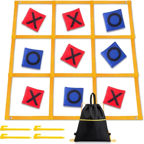 Juego de Tic Tac Toe – 4 pies x 4 pies para patio al aire libre gigante Tic Tac Toe para patio trasero, campamento, césped, portátil, sin montaje,