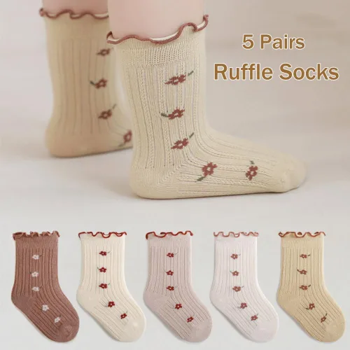 Miniatura 2 de WATOCHE Calcetines para bebés y niñas pequeñas con volantes, calcetines de vestir con volantes, calcetines antideslizantes para bebés, calcetines