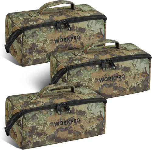WORKPRO Bolsa de herramientas con cremallera, bolsa de almacenamiento de herramientas resistente de 10" de boca ancha, bolsa de herramientas con
