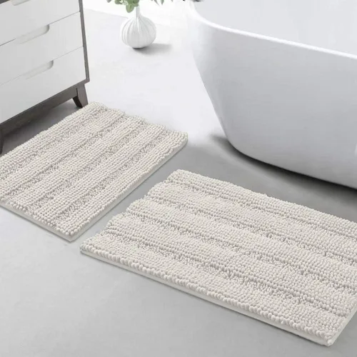 Miniatura 112 de Turquoize Alfombras de Baño de Chenilla Peludas Alfombra de Baño Antideslizante Gruesas Alfombras Peludas para Baño Chenilla Juego de Alfombra