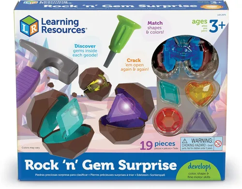 Miniatura 9 de Learning Resources Rock 'n Gem Surprise - 19 piezas, juguetes de aprendizaje para niños a partir de 3 años, juguetes de clasificación y combinación