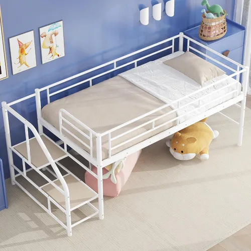 Miniatura 4 de Merax Base de cama baja de metal junior para niñas y niños, ahorro de espacio/fácil de montar, color blanco
