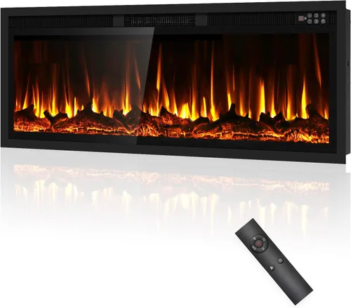 Miniatura 11 de Insertos de chimenea eléctrica de 42 pulgadas y montaje en pared con control remoto y pantalla táctil Calentador de chimenea de 1500 W