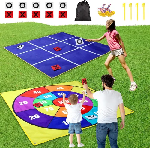 Miniatura 9 de CWLAKON Juego de Lanzamiento de Pufs Gigante al Aire Libre Tic Tac Toe para Niños, Adultos y Familia, Gran Juego de Patio al Aire Libre para Césped