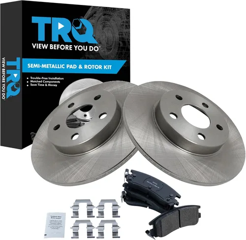 Miniatura 161 de TRQ Juego de pastillas de freno semimetálicas traseras y rotores compatibles con Chevrolet Trailblazer 02-06 Trailblazer EXT 04-06 SSR 02-07 GMC