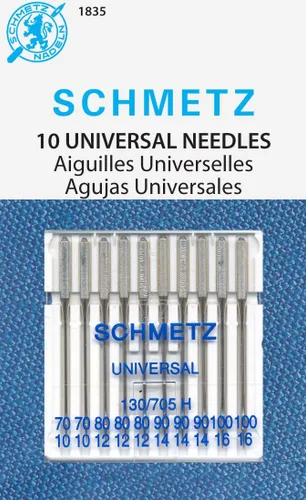 SCHMETZ Agujas universales para máquina de coser para el hogar (130/705 H) - Cardado - Surtido - Paquete de 10