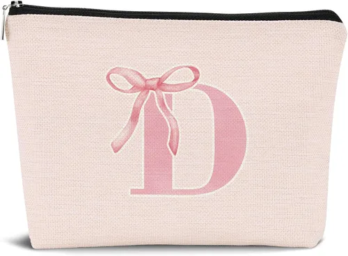 Miniatura 15 de Coquette - Bolsa de maquillaje con lazo, inicial K, regalos personalizados para chicas adolescentes, regalos con monograma lindos y modernos preppy