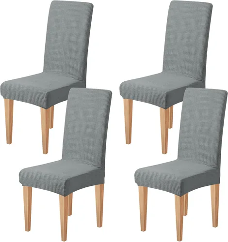 Miniatura 23 de Dioxide Fundas de Silla de Alto Estirar para Sillas de Comedor, Juego de Fundas de Silla de Comedor Lavables de 4, Fundas de Asiento de Silla