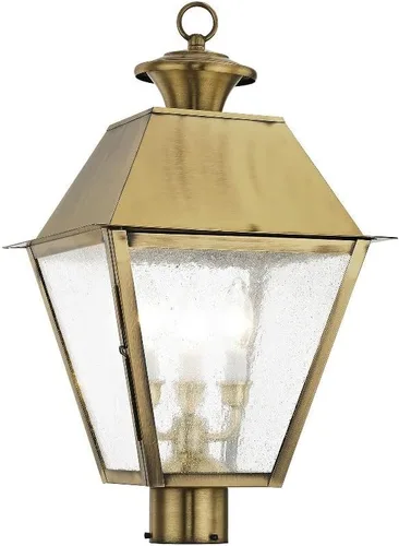Miniatura 2 de Livex Lighting 2169-04 Mansfield - Cabezal de poste para exteriores con 3 luces, color negro