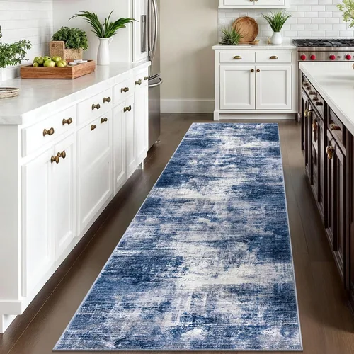 Miniatura 146 de IOHOUZE Alfombra abstracta lavable de 3 x 12 pies para pasillos, antideslizante para cocina, camino de entrada de lana sintética para interiores