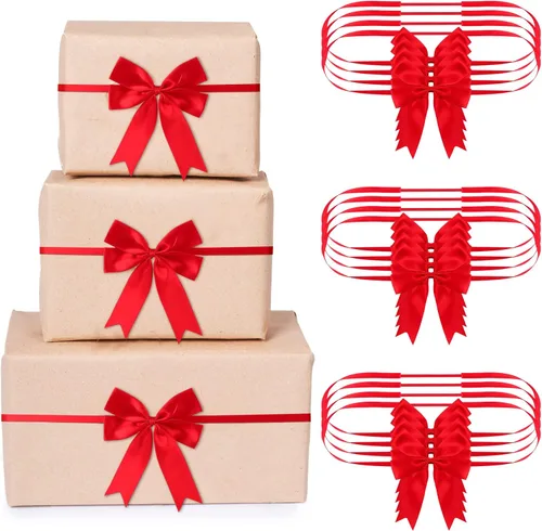 Miniatura 7 de Jetec 24 Piezas Lazos Elásticos de Navidad para Cajas de Regalo Bucles Rojos Elásticos Lazos Elásticos de Navidad para Decoración Envoltura de Blanco