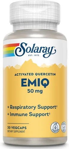 SOLARAY EMIQ Quercetina activada, sinusal, apoyo para la salud respiratoria e inmunológica, absorción mejorada, 30 porciones, 30 cápsulas vegetales