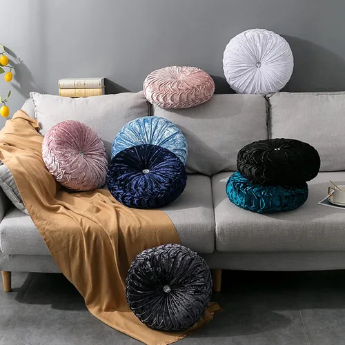 Miniatura 8 de HLOVME Cojín decorativo redondo para sofá, cama, sala de estar, cojín pequeño de suelo para adultos y niños, 13.7 pulgadas (A01-rosa)