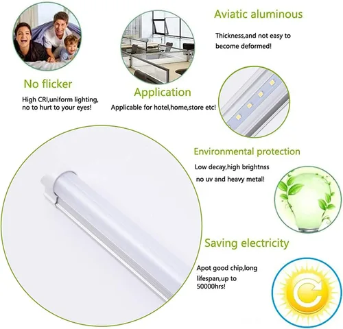 Miniatura 4 de Luminaria de tienda de 4 pies T8 LED , de 24 vatios integrado de T8 LED tubo de luz, luz blanca súper brillante 6500K, cubierta lechosa, con cable