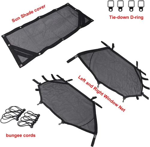 Miniatura 9 de Red para Ventana de ATV/UTV Protector de Malla para Jaula Trasera Enrollable + Derecha + Izquierda Cubierta de Red Protectora de Sombra para Ventana