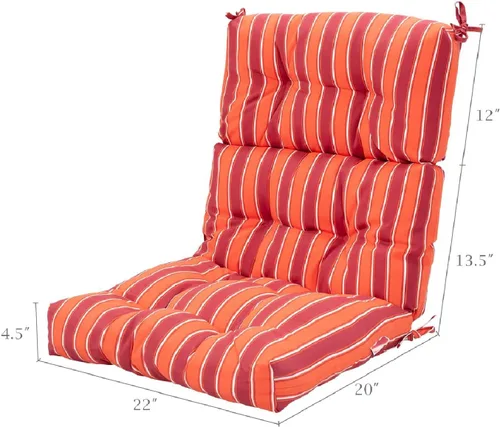 Miniatura 4 de Tangkula Cojín para silla de respaldo alto para patio, almohadillas de asiento para silla con lazos antideslizantes, cojines de repuesto