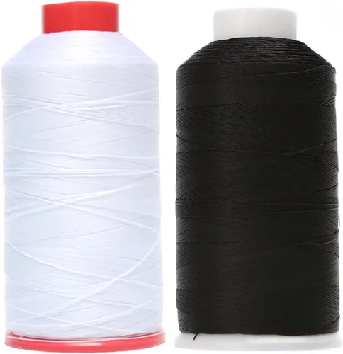 Juego de 2 rollos/66 hilos de nailon unidos 210D/3 size69 para coser cuero, tapicería, lona, zapatos y tejido de cabello de 3000 yardas