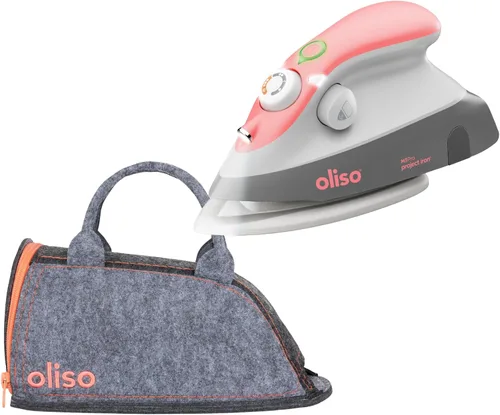 Oliso M3Pro Project Plancha de vapor con solemate (coral) + bolsa de almacenamiento y transporte estuche de viaje (coral)