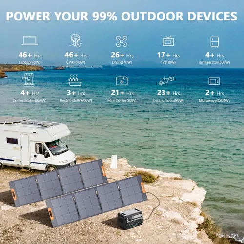 Miniatura 4 de ALLWEI - Estación de energía portátil 300 W (pico 600 W) mejorada, banco de batería LiFePO4 de 256 Wh, generador solar con 6 puertos de salida