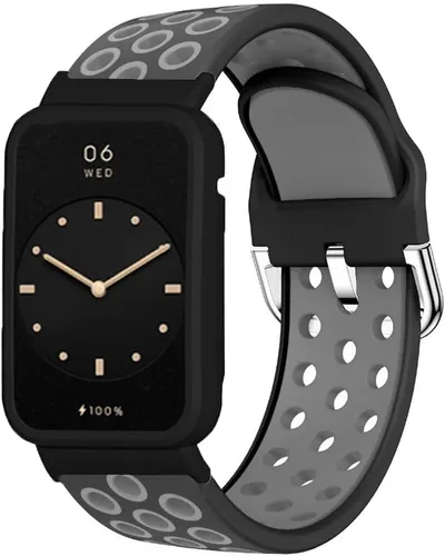 Miniatura 9 de Senter Correa de silicona suave de repuesto compatible con Huawei Band 7 Pro Smart Watch Gris/Verde