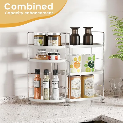 Miniatura 5 de Organizador de encimera de baño de 3 niveles, organizador de baño de plástico, bandeja de tocador de maquillaje de instalación sin herramientas