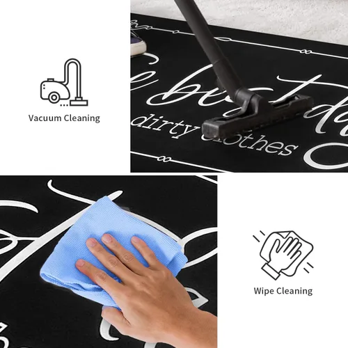 Miniatura 5 de KOZYFLY - Alfombra de pasillo para cuarto de lavandería de 20"x60", alfombras antideslizantes para cocina, lavable, alfombra de lavandería Negro