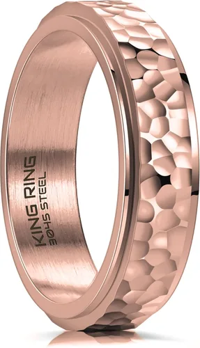 King Ring 6mm Hammered Spinner Ring – Fidget Ring for Men & Women – Designed in USA Rosa