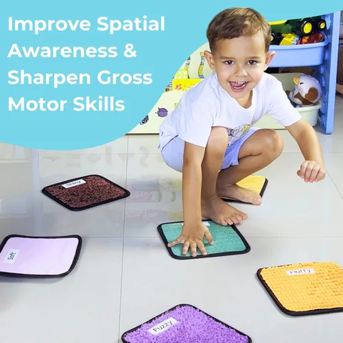 9 alfombrillas sensoriales etiquetadas con planes de lecciones | Juguetes sensoriales para niños con autismo | Alfombrillas para niños autistas |