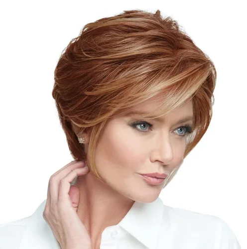 Miniatura 20 de Raquel Welch Go To Style - Peluca de pelo corto versátil y favorecedora de Hairuwear, gorra media, castaño iluminado por el sol RL10/12