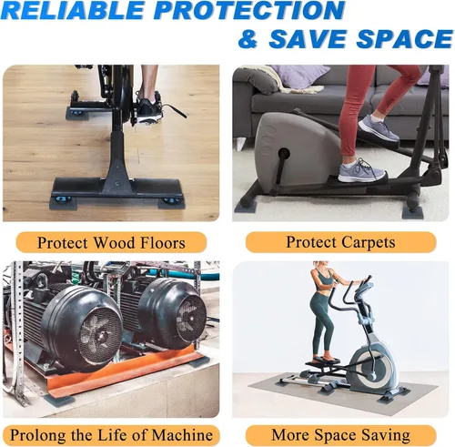 Miniatura 5 de BXI Tapete resistente para equipo de ejercicio - 4 x 4 x 0.8 pulgadas, 4 unidades, antideslizante, reducción de ruido, anti vibración, tapetes