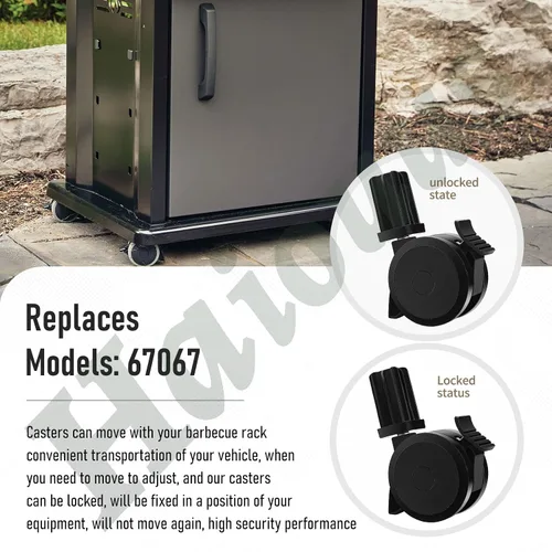 Miniatura 3 de Paquete de 4 ruedas de bloqueo 70360 con inserto para parrillas de gas Weber Genesis E-310 Spirit Series 2009-2012, E400 E600 Summit Series