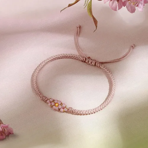 Miniatura 4 de 24K Gold Bracelet for Women Flower Charm Bracelets Adjustable Chain Dainty Braided Link Lucky Beads Stackable Rope Bangle Trendy Colorful Cuff Cute